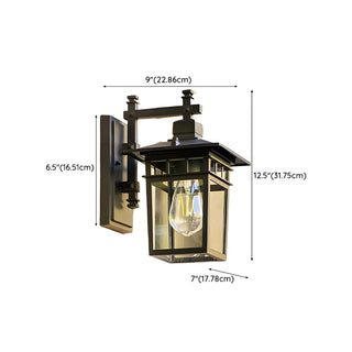 Waterproof Modern Box Black Metal Outdoor Wall Lamp Zawala #size