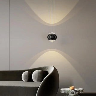 Modern Bedroom Black LED Globe Acrylic Pendant Light Zawala Image - 2