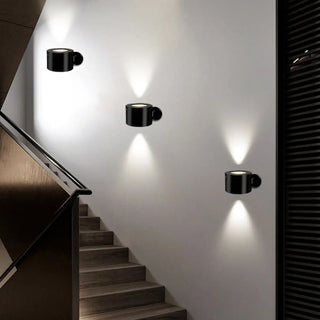 Black Cylindrical LED Up Down Lighting Wall Sconce Zawala Image - 2