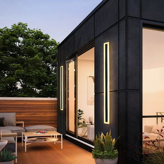 Modern Linear Black Metal External LED Wall Sconces Zawala Image - 4