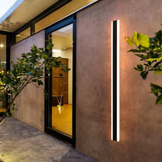 Modern Metal Long Strip Outdoor Wall Light Black Large Zawala Image - 2