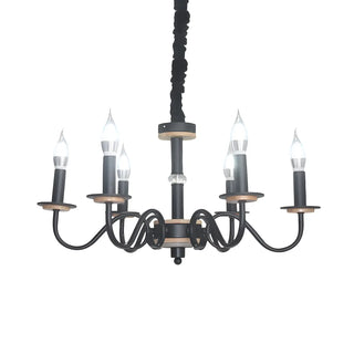 ZOWALA - Candle Metal Black 6-Light Living Room Farmhouse Chandelier Image - 3