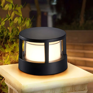 Stylish Black Metal Cylinder Post Outdoor Table Lamp Zawala Image - 1
