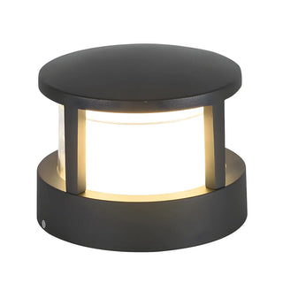 Stylish Black Metal Cylinder Post Outdoor Table Lamp Zawala Image - 10