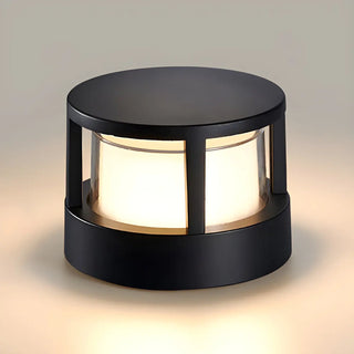 Stylish Black Metal Cylinder Post Outdoor Table Lamp Zawala Image - 11