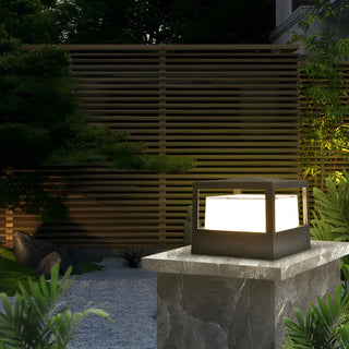 Stylish Black Metal Cylinder Post Outdoor Table Lamp Zawala Image - 15