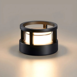 Stylish Black Metal Cylinder Post Outdoor Table Lamp Zawala Image - 3