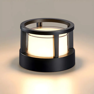 Stylish Black Metal Cylinder Post Outdoor Table Lamp Zawala Image - 4