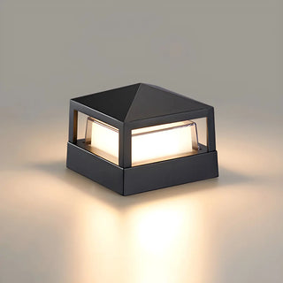 Stylish Black Metal Cylinder Post Outdoor Table Lamp Zawala Image - 5