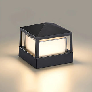 Stylish Black Metal Cylinder Post Outdoor Table Lamp Zawala Image - 7