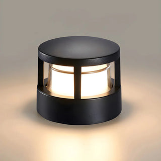 Stylish Black Metal Cylinder Post Outdoor Table Lamp Zawala Image - 9