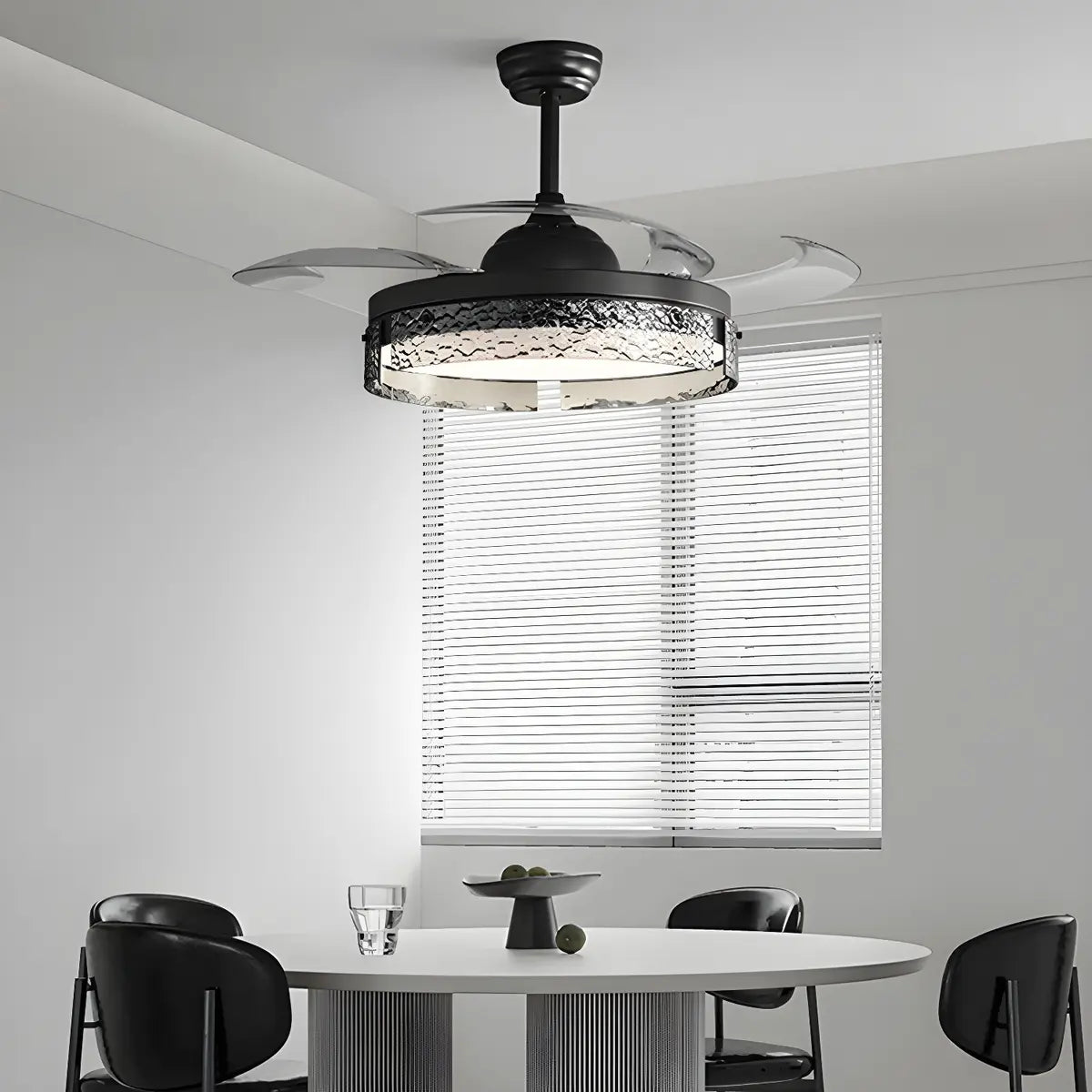 Remote Black Simple Round Ceiling Fan