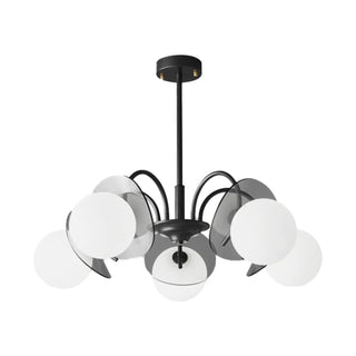 ZOWALA - Modern Living Room 8-Light Black Metal Ball Glass Chandelier Image - 10