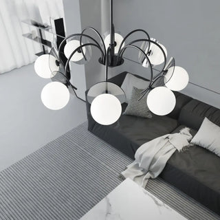 ZOWALA - Modern Living Room 8-Light Black Metal Ball Glass Chandelier Image - 14