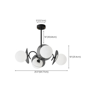 ZOWALA - Modern Living Room 8-Light Black Metal Ball Glass Chandelier #size