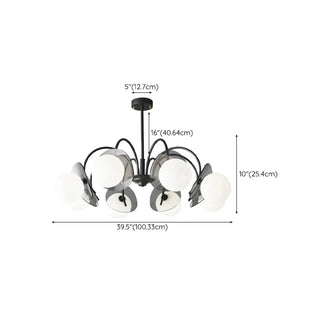 ZOWALA - Modern Living Room 8-Light Black Metal Ball Glass Chandelier Image - 18