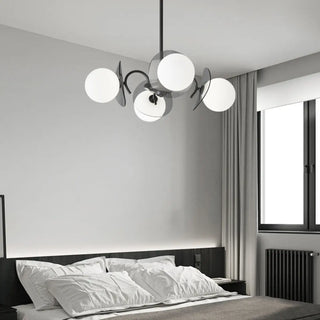 ZOWALA - Modern Living Room 8-Light Black Metal Ball Glass Chandelier Image - 3