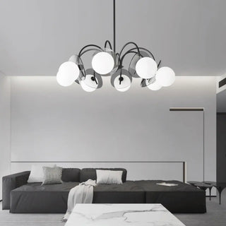 ZOWALA - Modern Living Room 8-Light Black Metal Ball Glass Chandelier Image - 4