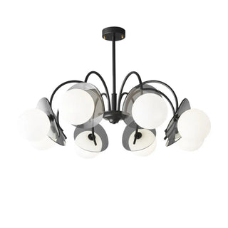 ZOWALA - Modern Living Room 8-Light Black Metal Ball Glass Chandelier Image - 5
