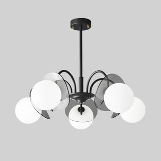ZOWALA - Modern Living Room 8-Light Black Metal Ball Glass Chandelier Image - 7
