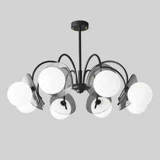 ZOWALA - Modern Living Room 8-Light Black Metal Ball Glass Chandelier Image - 8