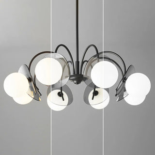 ZOWALA - Modern Living Room 8-Light Black Metal Ball Glass Chandelier Image - 9