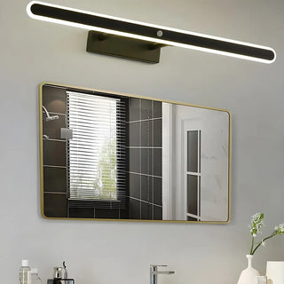 Black Modern Rectangular Metal Mirror Vanity Light Zawala Image - 1