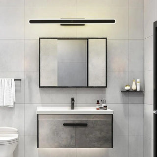 Black Modern Rectangular Metal Mirror Vanity Light Zawala Image - 2