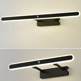 Black Modern Rectangular Metal Mirror Vanity Light Zawala Image - 5