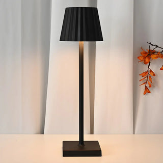 Simple Black Pleated Shade Square Base Metal Table Lamp Zawala Image - 1
