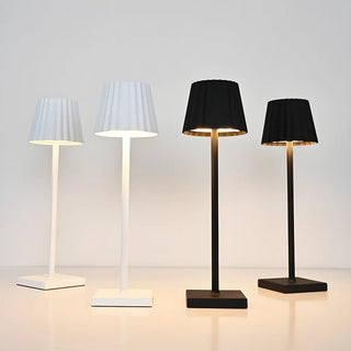 Simple Black Pleated Shade Square Base Metal Table Lamp Zawala Image - 2