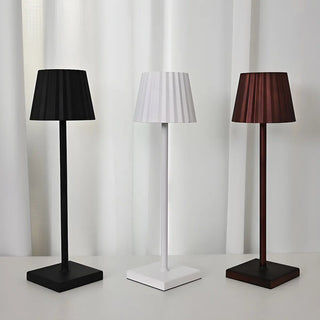 Simple Black Pleated Shade Square Base Metal Table Lamp Zawala Image - 3