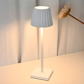 Simple Black Pleated Shade Square Base Metal Table Lamp Zawala Image - 4