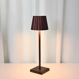 Simple Black Pleated Shade Square Base Metal Table Lamp Zawala Image - 5