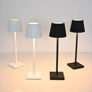 Simple Black Pleated Shade Square Base Metal Table Lamp Zawala Image - 6