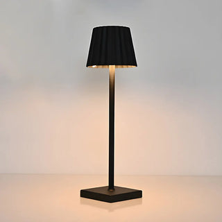 Simple Black Pleated Shade Square Base Metal Table Lamp Zawala Image - 7