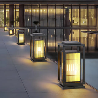 Stylish Rectangular Metal Patio Lantern Outdoor Lamp Zawala Image - 1