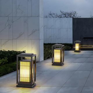 Stylish Rectangular Metal Patio Lantern Outdoor Lamp Zawala Image - 11