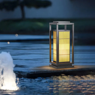 Stylish Rectangular Metal Patio Lantern Outdoor Lamp Zawala Image - 2