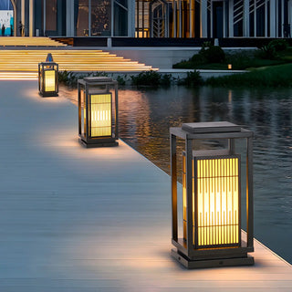 Stylish Rectangular Metal Patio Lantern Outdoor Lamp Zawala Image - 3
