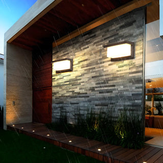 Simple Rectangular Plexiglas Outdoor Wall Light Black Image - 3