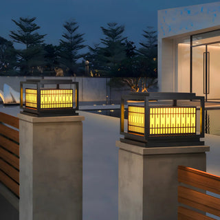 ZOWALA - Modern Black Rectangular Metal Outdoor Post Light Image - 3
