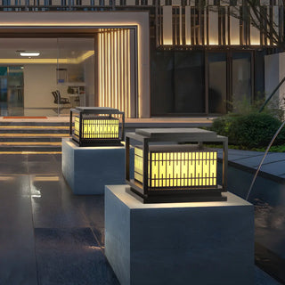 ZOWALA - Modern Black Rectangular Metal Outdoor Post Light Image - 5