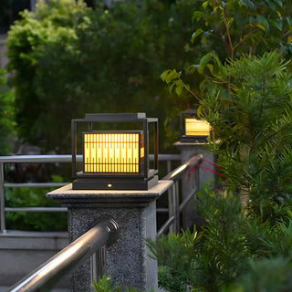 ZOWALA - Modern Black Rectangular Metal Outdoor Post Light Image - 6
