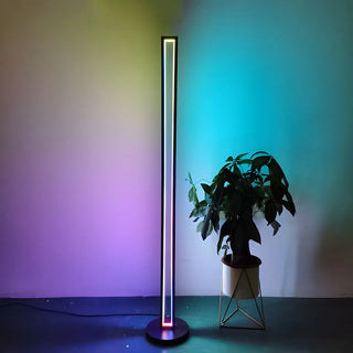 Metal Modern Black Rectangular RGB LED Floor Lamp Zawala Image - 1