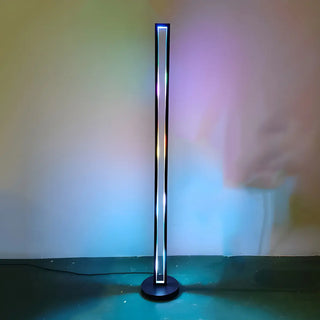 Metal Modern Black Rectangular RGB LED Floor Lamp Zawala Image - 3