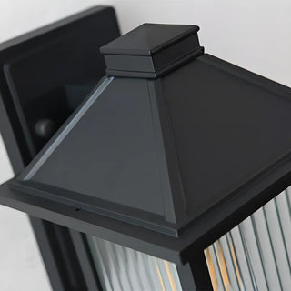 Waterproof Modern Black Box Glass Outdoor Wall Sconce Zawala Image - 12