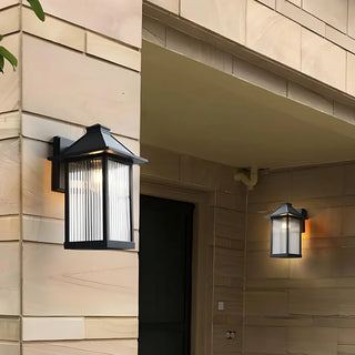 Waterproof Modern Black Box Glass Outdoor Wall Sconce Zawala Image - 13