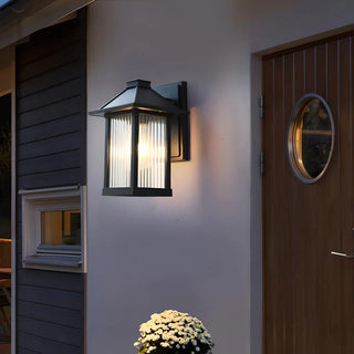 Waterproof Modern Black Box Glass Outdoor Wall Sconce Zawala Image - 14