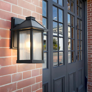 Waterproof Modern Black Box Glass Outdoor Wall Sconce Zawala Image - 2